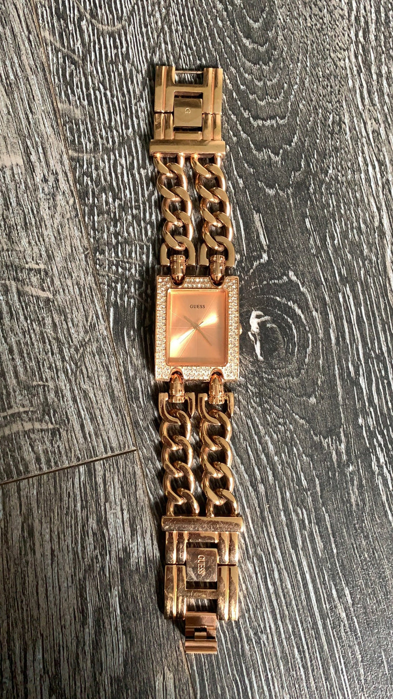 Guess Mod Heavy Metal Diamonds Rose Gold Dial Rose Gold Steel Strap Watch for Women - W0072L3 Buy Now By Guess