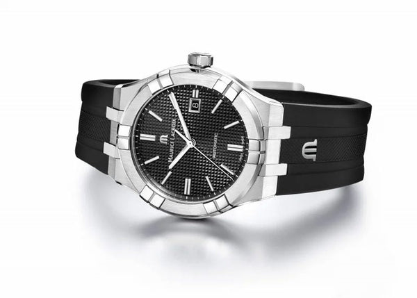 Maurice Lacroix Aikon Automatic Chronograph Black Dial Black Leather Strap Watch for Men - AI1808-SS000-330-2