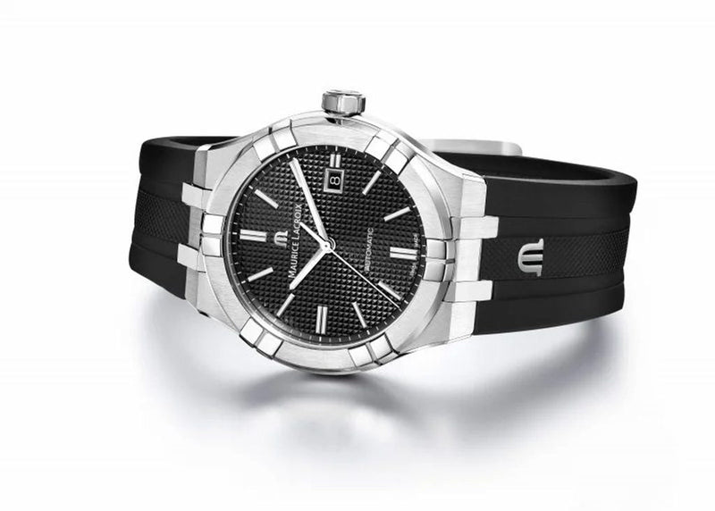 Maurice Lacroix Aikon Automatic Chronograph Black Dial Black Leather Strap Watch for Men - AI1808-SS000-330-2 Buy Now By Maurice Lacroix