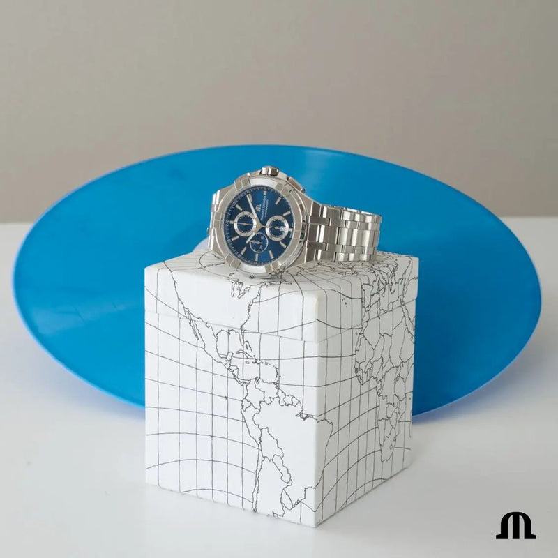 Maurice Lacroix Aikon Chronograph Blue Dial Silver Steel Strap Watch for Men - AI1018-SS002-430-1 Buy Now By Maurice Lacroix