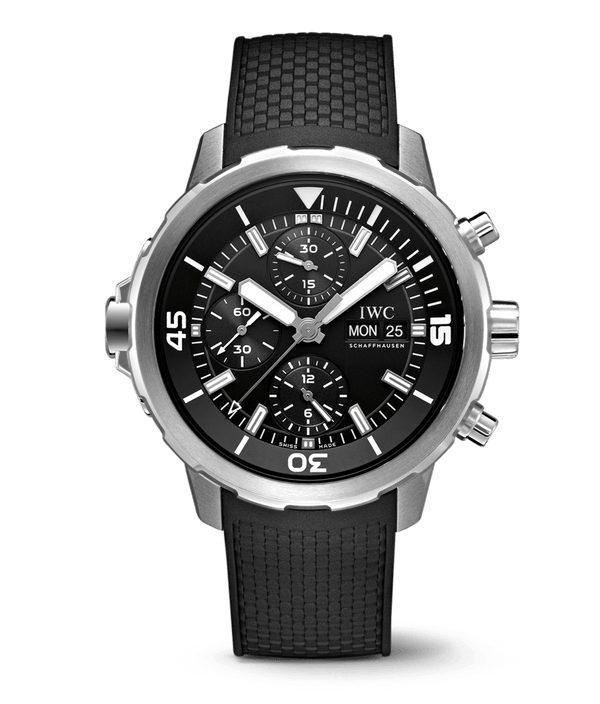 Shop IWC Aquatimer Chronograph Black Dial Black Leather Strap Watch for Men - IW376803 in USA