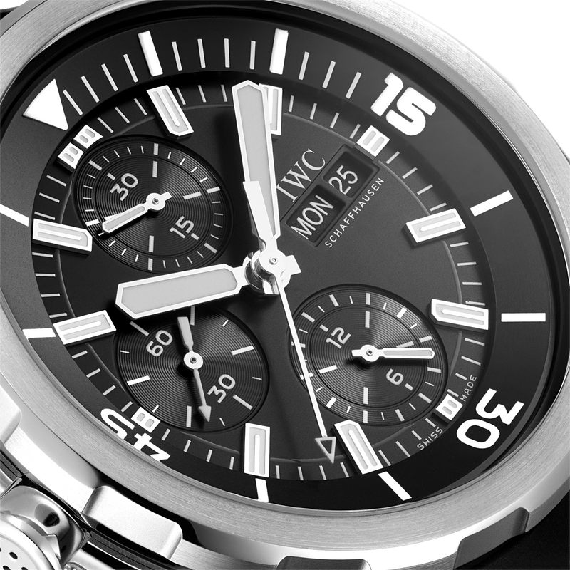 Shop IWC Aquatimer Chronograph Black Dial Black Leather Strap Watch for Men - IW376803 in USA