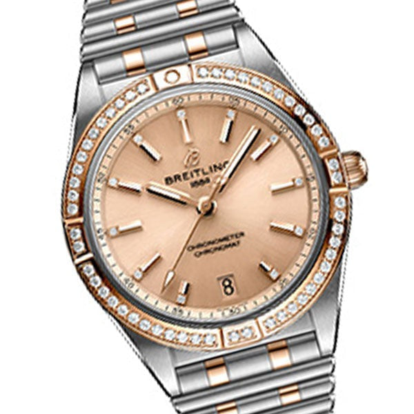 Breitling Chronomat Automatic 36 Diamonds Brown Dial Two Tone Steel Strap Watch for Women - U10380591K1U1