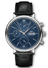 IWC Portofino Chronograph Blue Dial Black Leather Strap Watch for Men - IW391023 Buy Now By IWC
