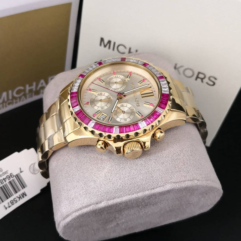 Michael Kors Everest Chronograph Gold Dial Gold Steel Strap Watch for Women - MK5871 Buy Now By Michael Kors