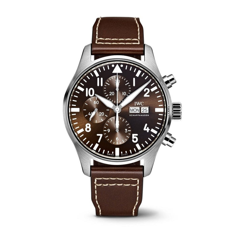 Shop IWC Pilot's Watch Chronograph Edition Brown Dial Brown Leather Strap Watch for Men - IW377713 in USA