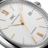 Shop IWC Portofino Automatic White Dial Black Leather Strap Watch for Men - IW356517 in USA