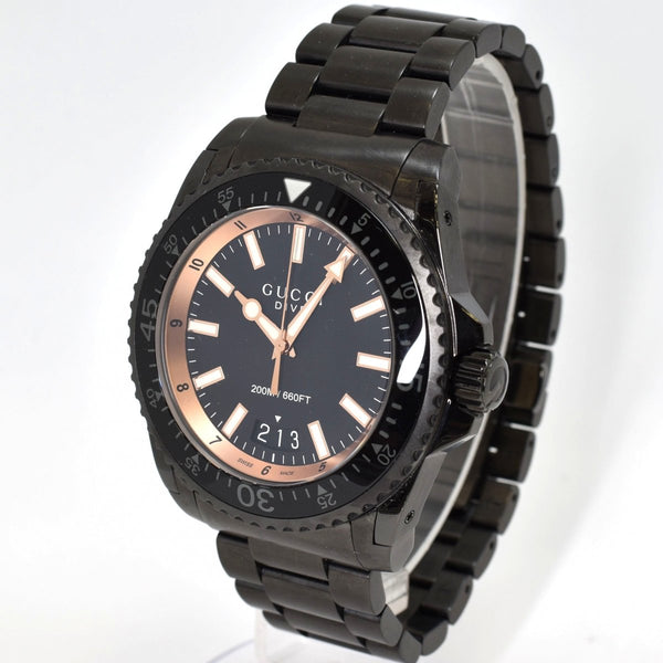 Shop Gucci Dive Quartz Black Dial Black Steel Strap Watch For Men - YA136213 in USA
