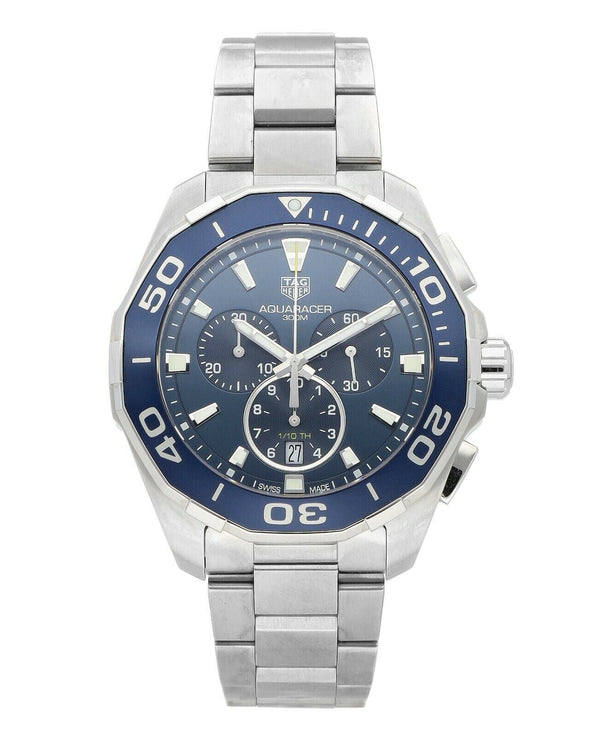 Shop Tag Heuer Aquaracer Blue Dial SIlver Steel Strap Watch for Men - CAY111B.BA0927 in USA
