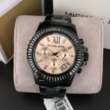 Michael Kors Everest Quartz Rose Gold Dial Black Steel Strap Watch For Women - MK5872 Buy Now By Michael Kors