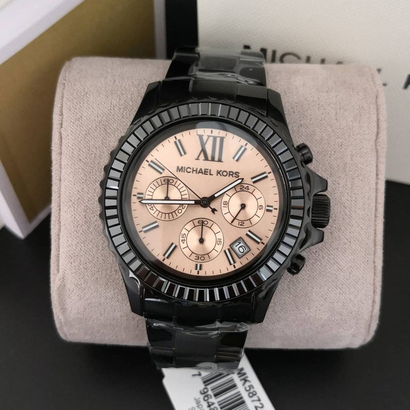 Michael Kors Everest Quartz Rose Gold Dial Black Steel Strap Watch For Women - MK5872 Buy Now By Michael Kors