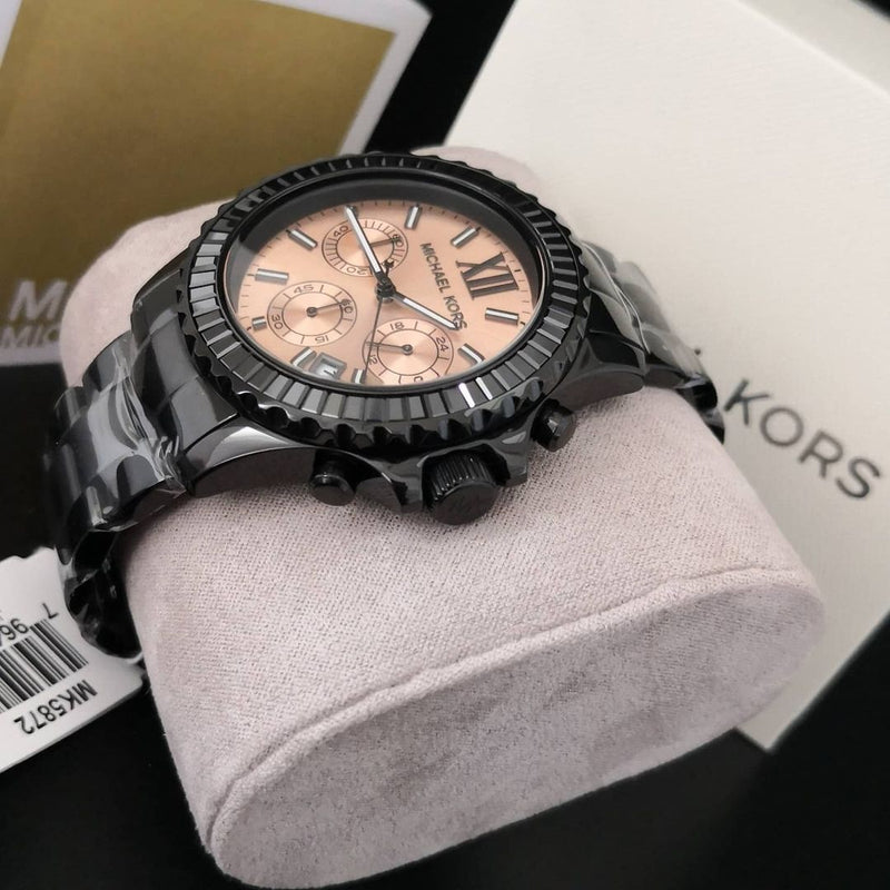 Michael Kors Everest Quartz Rose Gold Dial Black Steel Strap Watch For Women - MK5872 Buy Now By Michael Kors
