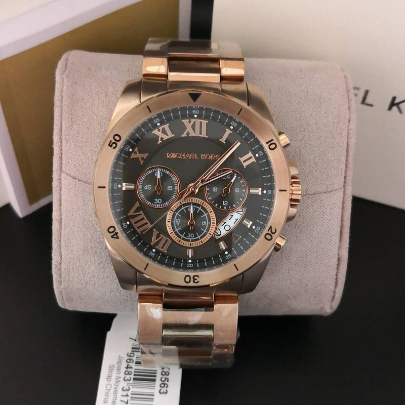 Michael Kors Brecken Chronograph Analog Black Dial Rose Gold Steel Strap Watch For Women - MK8563 Buy Now By Michael Kors