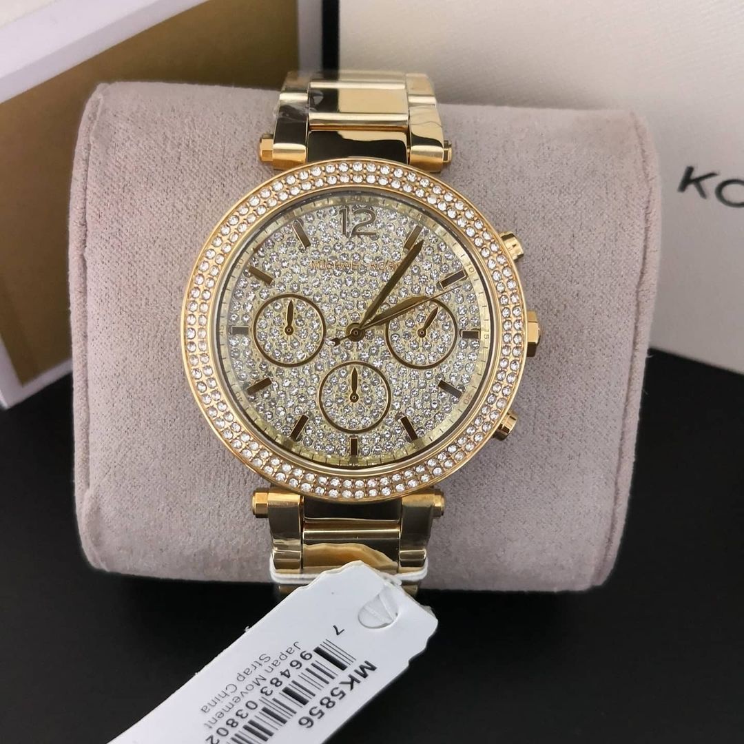 Michael Kors Parker Gold Dial Gold Steel Strap Watch for Women - MK5856