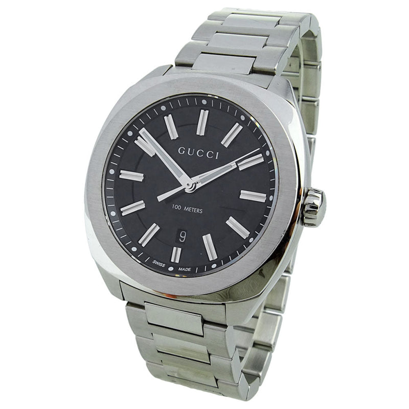 Gucci GG2570 Quartz Black Dial Silver Steel Strap Watch For Men - YA142301 Buy Now By Gucci