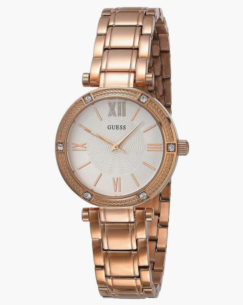 Guess Park Ave White Dial Rose Gold Steel Strap Watch for Women - W0767L3 Buy Now By Guess