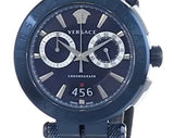 Shop Versace Aion Chronograph Blue Dial Blue Leather Strap Watch for Men - VBR070017 in USA