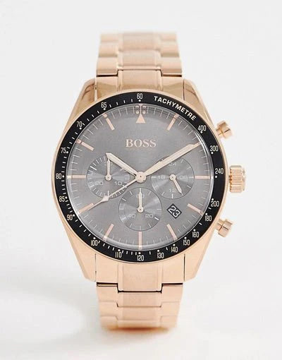 Hugo Boss Trophy Grey Dial Rose Gold Steel Strap Watch for Men - 1513632 Buy Now By Hugo Boss