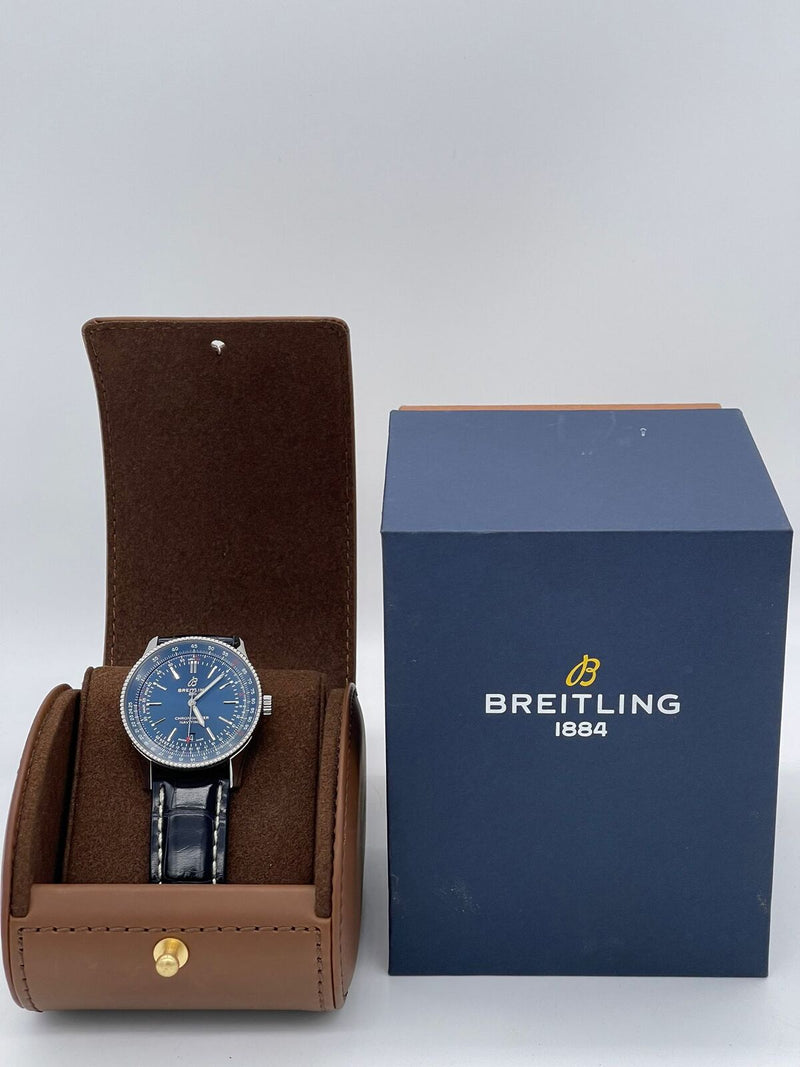 Breitling Navitimer Automatic 41 Blue Dial Blue Leather Strap Watch for Men - A17326161C1P3