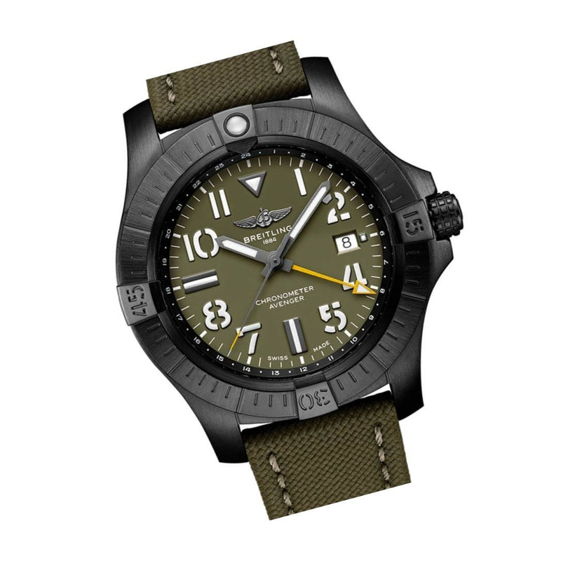 Shop Breitling Avenger Automatic GMT 45 Night Mission Green Dial Green Nylon Strap Watch for Men - V323952A1L1X1 in USA