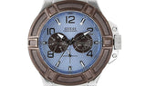 Guess Rigor Analogue Quartz Blue Dial Brown Leather Strap Watch For Men - W0040G10 Buy Now By Guess