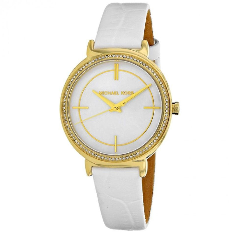 Michael Kors Cinthia Mother of Pearl Dial White Leather Strap Watch for Women - MK2662 Buy Now By Michael Kors