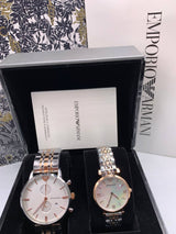 Emporio Armani Chronograph White Dial Two Tone Steel Strap Watch For Men - AR0399 Buy Now By Emporio Armani