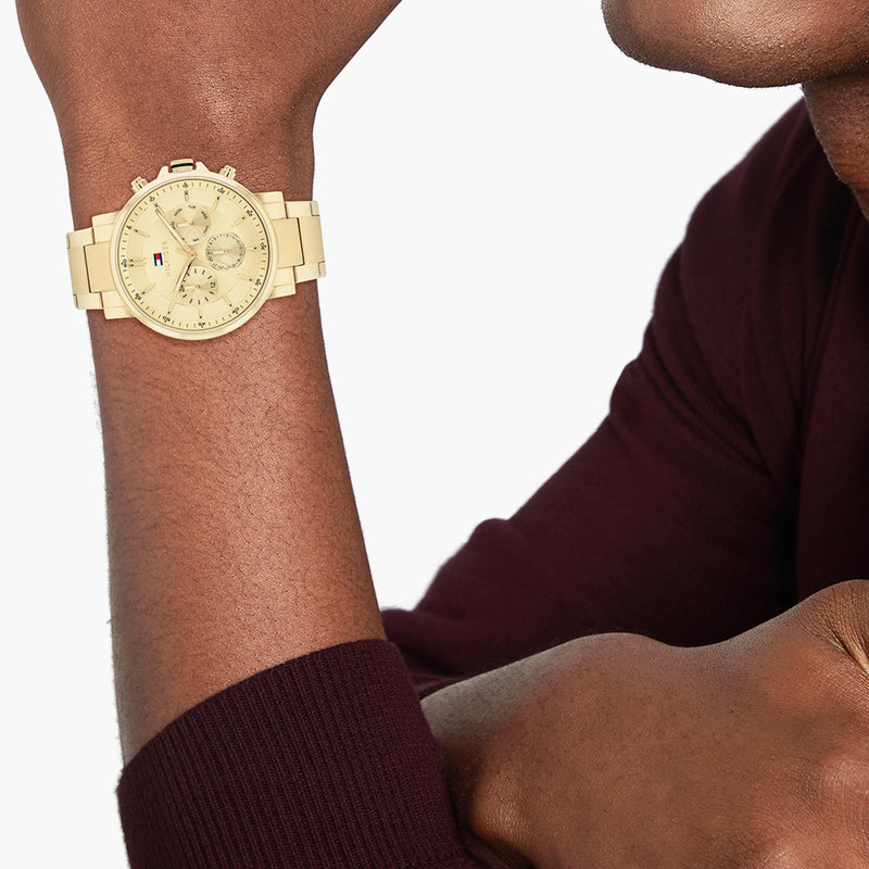 Tommy Hilfiger Tyson Chronograph Gold Dial Gold Steel Strap Watch For Men - 1710611 Buy Now By Tommy Hilfiger