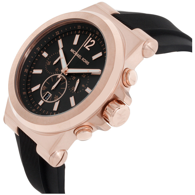 Michael Kors Dylan Chronograph Black Dial Black Rubber Strap Watch for Men - MK8445 Buy Now By Michael Kors