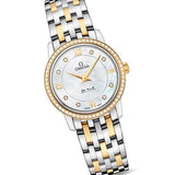 Shop Omega De Ville Prestige Quartz Diamonds Mother of Pearl Dial Two Tone Steel Strap Watch for Women - 424.25.27.60.55.001 in USA