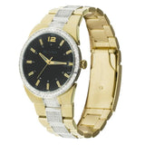 Shop Bulova Crystal Black Dial Two Tone Steel Strap Watch for Men - 98B235 in USA
