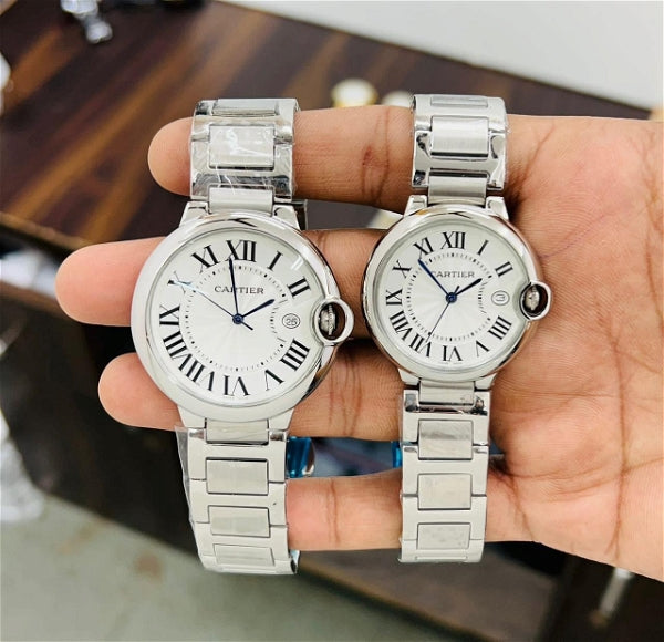 Shop Cartier Ballon Bleu De Cartier Silver Dial Silver Steel Strap Watch for Women - W69011Z4 in USA