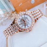 Bulova Phantom White Dial with Swarovski Baguettes Rose Gold Steel Strap Watch for Women - 98L268 Buy Now By Bulova
