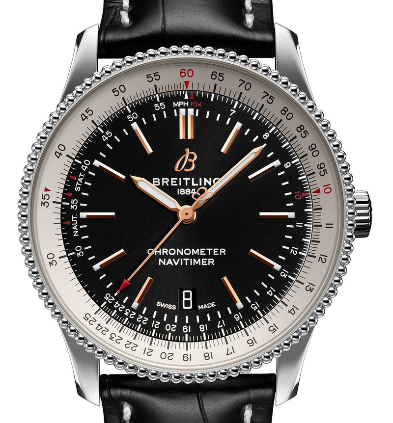 Shop Breitling Navitimer 1 Automatic 41mm Black Dial Black Leather Strap Mens Watch - A17326211B1P2 in USA