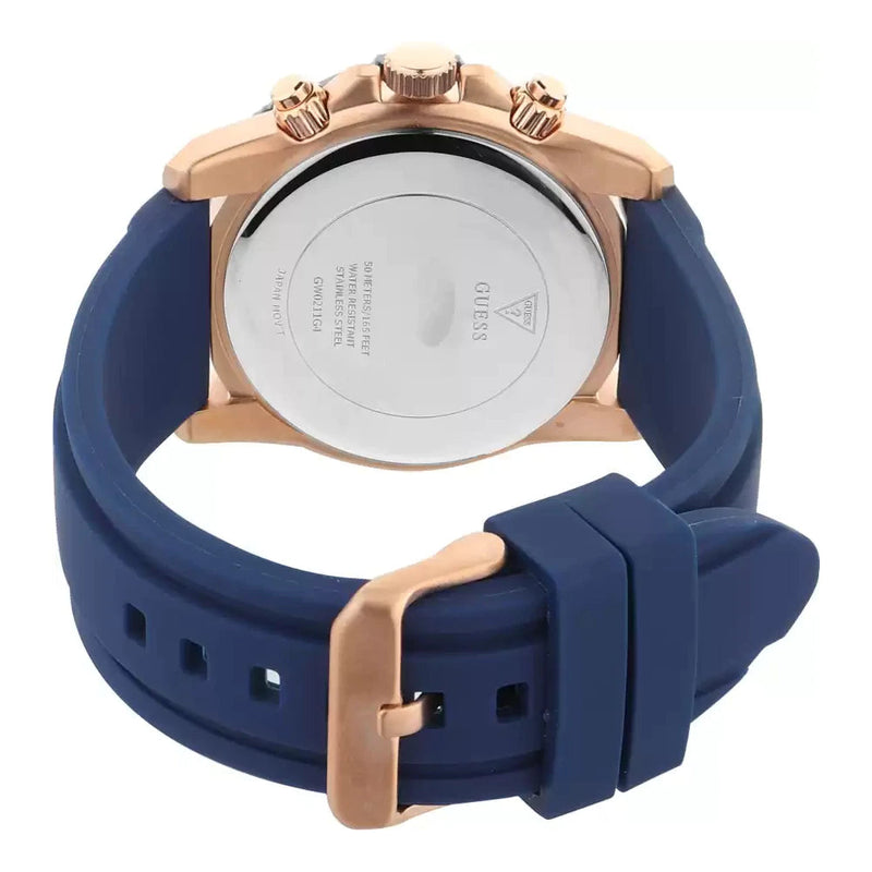 Guess Commander Blue Dial Blue Rubber Strap Watch for Men - GW0211G4 Buy Now By Guess