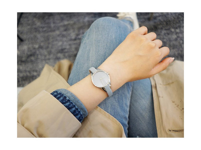 Calvin Klein Rebel Grey Dial Grey Leather Strap Watch for Women - K8P231Q4 Buy Now By Calvin Klein