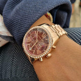 Michael Kors Lexington Chronograph Red Dial Rose Gold Steel Strap Watch For Women - MK7275 Buy Now By Michael Kors