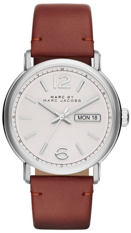 Marc Jacobs Fergus White Dial Brown Leather Strap Watch for Men - MBM5080 Buy Now By Marc Jacobs