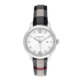 Shop Burberry Classic Stone Silver Dial Horseberry Black Leather Strap Watch for Women - BU10103 in USA