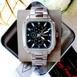 Fossil Inscription Multifunction Black Dial Silver Steel Strap Watch for Men - BQ2655 Buy Now By Fossil