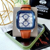 Fossil Inscription Multifunction Silver Dial Brown Leather Strap Watch for Men - BQ2658 Buy Now By Fossil