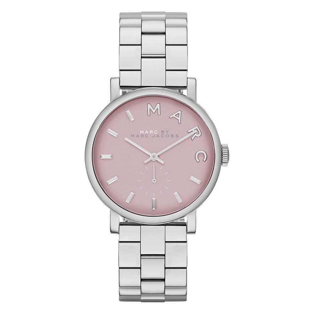 Marc Jacobs Baker Pink Dial Silver Steel Strap Watch for Women - MBM3283