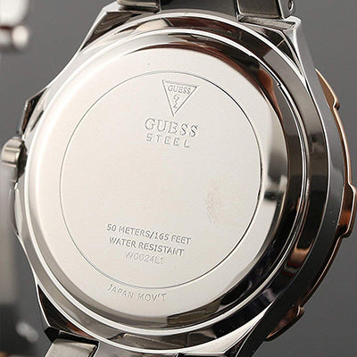Shop Guess Vista Analog Diamonds Silver Dial Two Tone Steel Strap Watch for Women - W0024L1 in USA