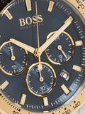 Hugo Boss Ikon Chronograph Blue Dial Gold Steel Strap Watch for Men - 1513340