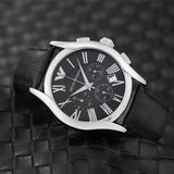 Emporio Armani Valente Chronograph Black Dial Black Leather Strap Watch For Men - AR1633