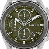 Hugo Boss Volane Chronograph Green Dial Silver Steel Strap Watch for Men - 1513951