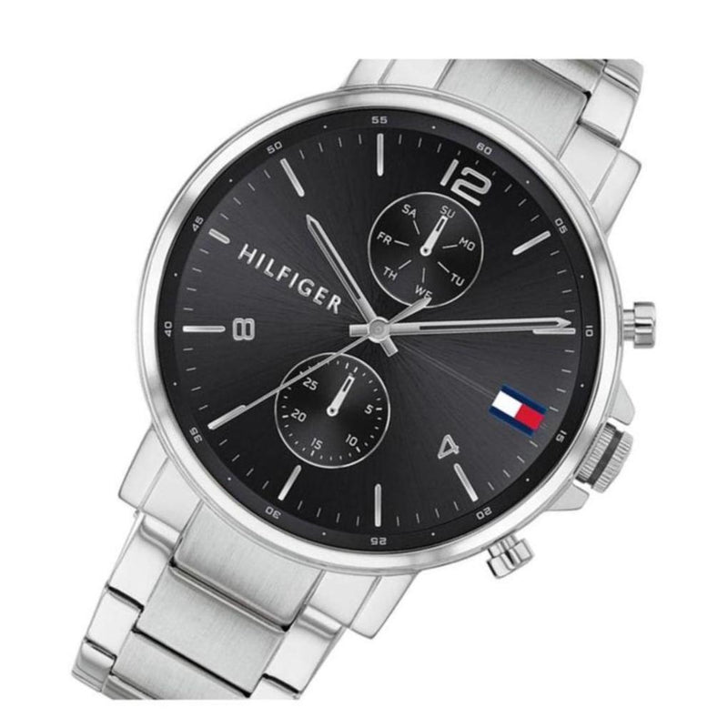 Tommy Hilfiger Daniel Black Dial Silver Steel Strap Watch for Men - 1710413