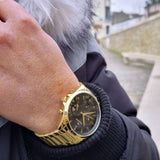 Tommy Hilfiger Baker Chronograph Black Dial Gold Steel Strap Watch for Men - 1710447 Buy Now By Tommy Hilfiger