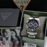 Shop Guess Jolt Chronograph Blue Dial Silver Steel Strap Watch for Men - W0377G2 in USA