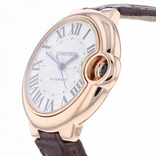 Shop Cartier Ballon Bleu De Cartier Silver Dial Brown Leather Strap Watch for Women - W6920097 in USA